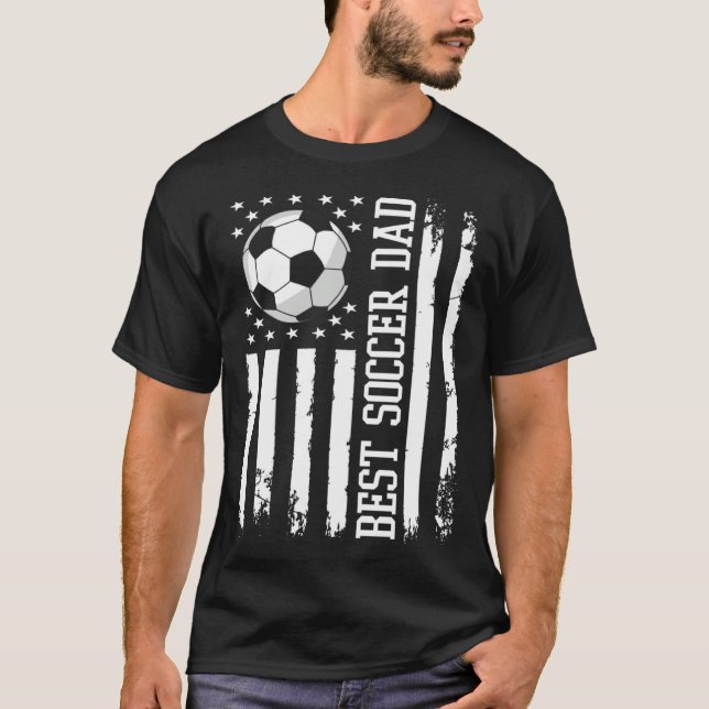 Best Soccer Dad Soccer Daddy US Flag T-Shirt (Front)