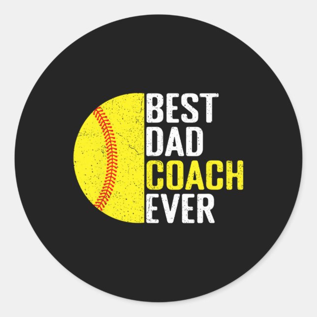 Best Softll Dad Coach Ever Funny Retro Softll Dad  Classic Round Sticker (Front)