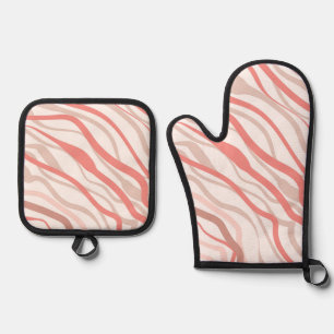 Best Solid Colour Silver Quilted Heat Protection Oven Mitt & Pot Holder Set