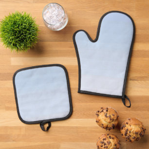 Best Solid Colour Silver Quilted Heat Protection Oven Mitt & Pot Holder Set