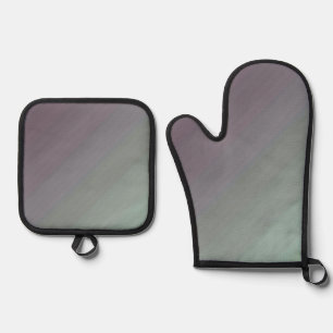 Best Solid Colour Silver Quilted Heat Protection Oven Mitt & Pot Holder Set