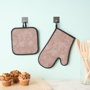 Best Solid Colour Silver Quilted Heat Protection Oven Mitt & Pot Holder Set