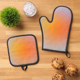 Best Solid Colour Silver Quilted Heat Protection Oven Mitt & Pot Holder Set