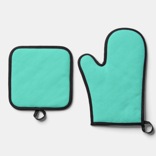 Best Solid Colour Silver Quilted Heat Protection  Oven Mitt & Pot Holder Set (Front)