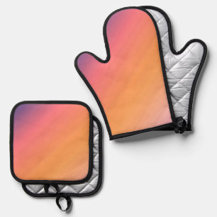Best Solid Colour Silver Quilted Heat Protection Oven Mitt & Pot Holder Set