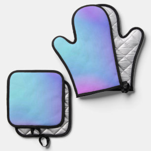 Best Solid Colour Silver Quilted Heat Protection Oven Mitt & Pot Holder Set