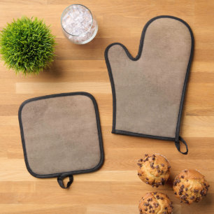 Best Solid Colour Silver Quilted Heat Protection Oven Mitt & Pot Holder Set
