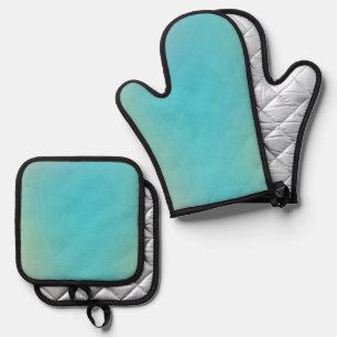 Best Solid Colour Silver Quilted Heat Protection Oven Mitt & Pot Holder Set