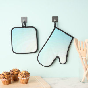 Best Solid Colour Silver Quilted Heat Protection Oven Mitt & Pot Holder Set