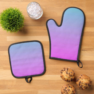 Best Solid Colour Silver Quilted Heat Protection Oven Mitt & Pot Holder Set