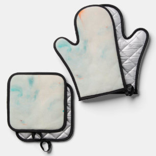 Best Solid Colour Silver Quilted Heat Protection Oven Mitt & Pot Holder Set