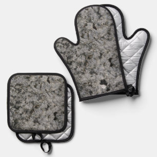 Best Solid Colour Silver Quilted Heat Protection  Oven Mitt & Pot Holder Set
