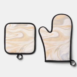 Best Solid Colour Silver Quilted Heat Protection Oven Mitt & Pot Holder Set