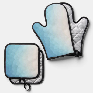 Best Solid Colour Silver Quilted Heat Protection Oven Mitt & Pot Holder Set