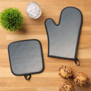 Best Solid Colour Silver Quilted Heat Protection Oven Mitt & Pot Holder Set