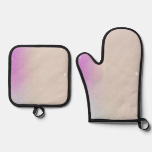 Best Solid Colour Silver Quilted Heat Protection Oven Mitt & Pot Holder Set