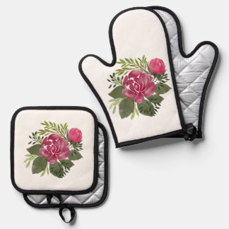 Best Solid Colour Silver Quilted Heat Protection Oven Mitt & Pot Holder Set