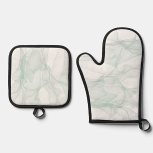 Best Solid Colour Silver Quilted Heat Protection Oven Mitt & Pot Holder Set