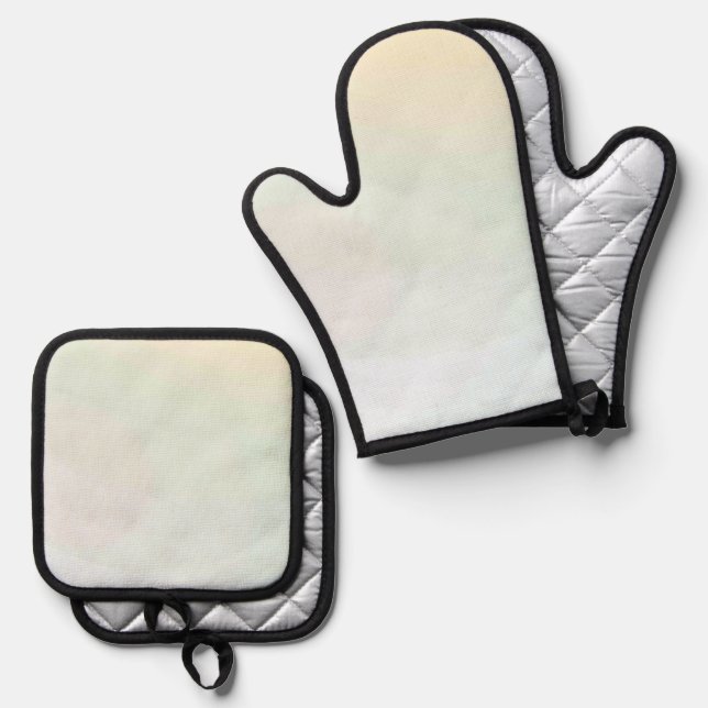 Best Solid Colour Silver Quilted Heat Protection  Oven Mitt & Pot Holder Set (Front/Back)