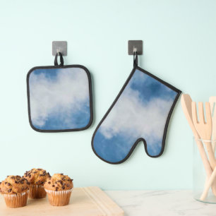 Best Solid Colour Silver Quilted Heat Protection Oven Mitt & Pot Holder Set
