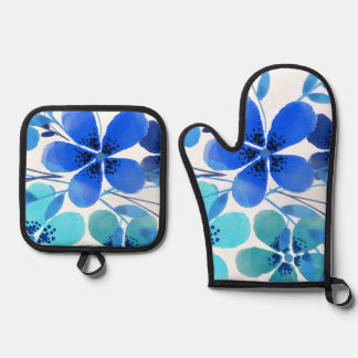 Best Solid Colour Silver Quilted Heat Protection Oven Mitt & Pot Holder Set