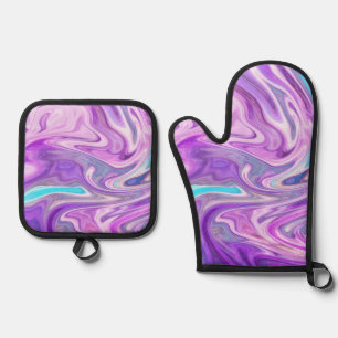 Best Solid Colour Silver Quilted Heat Protection Oven Mitt & Pot Holder Set