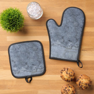 Best Solid Colour Silver Quilted Heat Protection Oven Mitt & Pot Holder Set