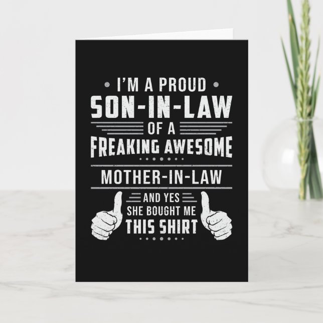 Best Son In Law Son Freaking Proud Gift Idea Card (Front)