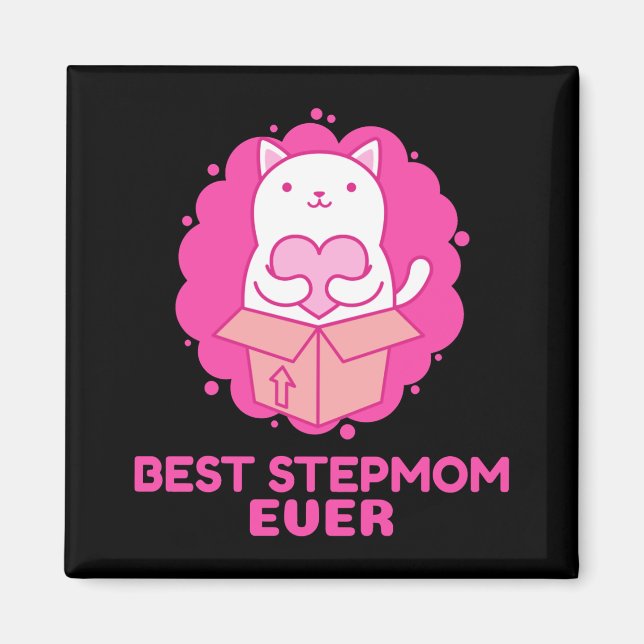 Best Step Mum Ever Cat with a Heart   Magnet (Front)