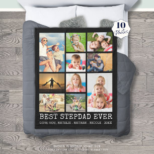 BEST STEPDAD EVER 10 Photo Collage Your Colour Fleece Blanket