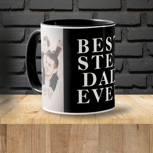 Best Stepdad Ever 2 Photo Collage Black Mug (Creator Uploaded)