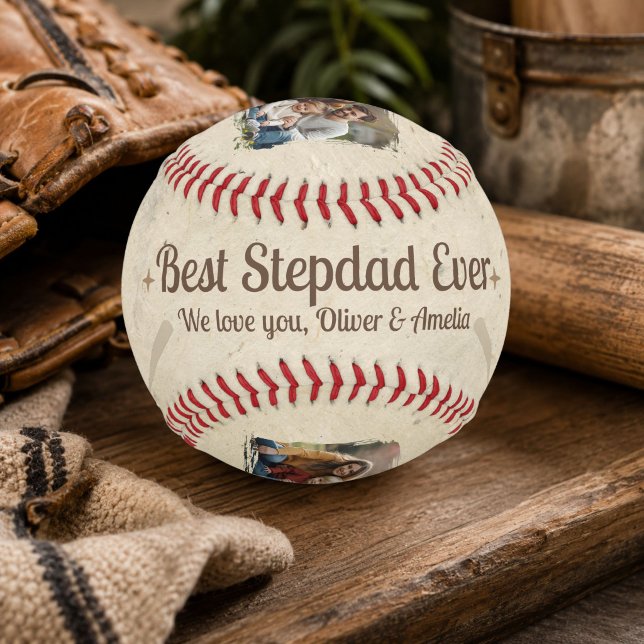 Best Stepdad Ever 2 Photo Keepsake Gift Baseball (Creator Uploaded)