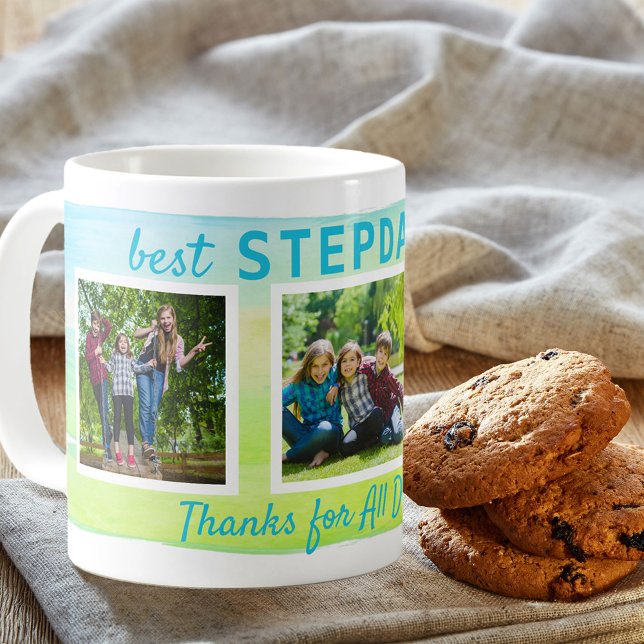 Best Stepdad Ever 3 Photo Painted Brushstroke Coffee Mug (Creator Uploaded)