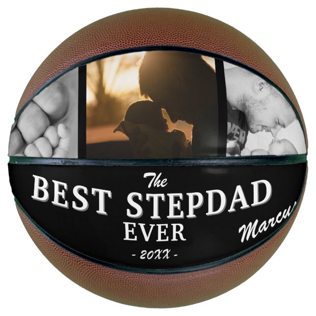 Best Stepdad Ever Father`s Day Keepsake 3 Photo  Basketball (Front)