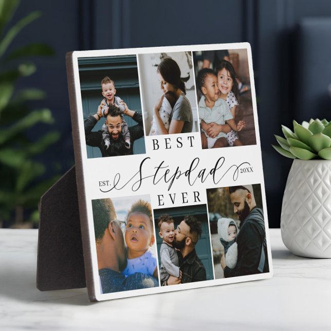 Best Stepdad Ever | Father's Day 6 Photo Collage Plaque (Best Stepdad Ever | Father's Day 6 Photo Collage Plaque)