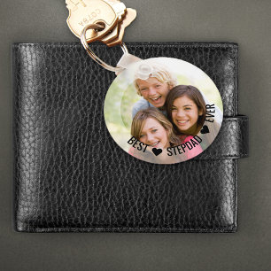 Best Stepdad Ever Happy Fathers Day Photo Keychain