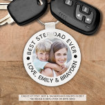 BEST STEPDAD EVER Photo Personalised Key Ring<br><div class="desc">Create a personalised keychain with photo for the BEST STEP DAD EVER (or your custom text) in your choice of text, dot and background colours (shown in black on white). The design is duplicated on the back side so if you make any colour changes, make the same changes on the...</div>