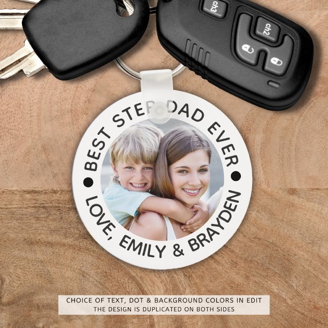 BEST STEPDAD EVER Photo Personalised Key Ring (Creator Uploaded)