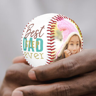 Best Stepdad Ever Typography 2 Photo Custom Baseball