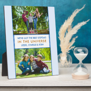 Best Stepdad in the Universe Personalized 2 Photo Plaque