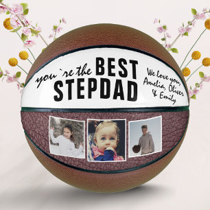 Best Stepdad Typography 3 Photo Collage Basketball