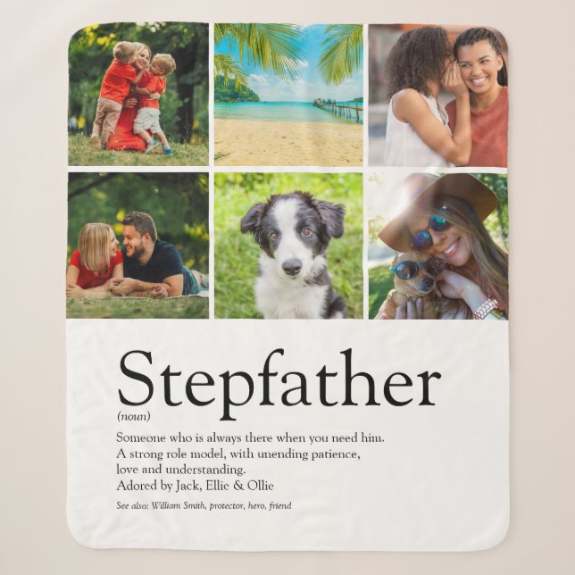 Best Stepfather, Stepdad Definition 6 Photo Fun Sherpa Blanket (Front)
