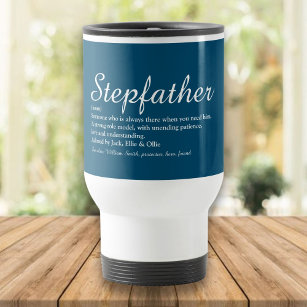 Best Stepfather, Stepdad Definition Script Blue Travel Mug