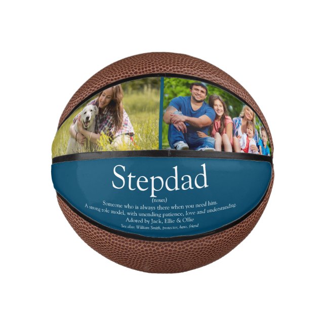 Best Stepfather Stepdad Ever Definition Photo Blue Mini Basketball (Front)