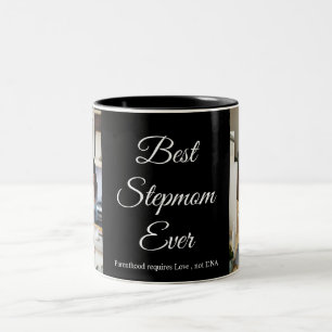 Best Stepmom Ever Custom Photo Collage Bonus Mum   Two-Tone Coffee Mug