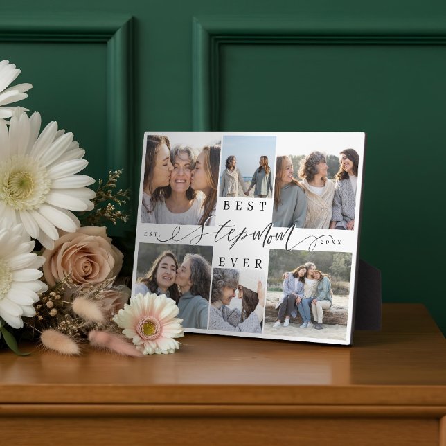 Best Stepmom Ever Script Photo Collage Keepsake Plaque (Best Stepmom Ever Script Photo Collage Keepsake Plaque)