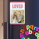 Best Stepmom is Loved by Kids Names Photo Fridge Magnet<br><div class="desc">Cute and cheerful refrigerator magnet for your stepmom (editable), personalised with one of your favourite photos. The design is lettered in oversized typography and elegant handwritten script, in cheerful pink and turquoise blue. It currently reads "this stepmom is loved by [your names]" and the template is set up for you...</div>