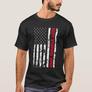 Best Stepson Ever Us Vintage Flag Patriotic Family T-Shirt