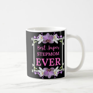 Best Super Stepmom Ever Pink Text with Violet Flow Coffee Mug
