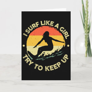 Best Surfing Art For Girls Women Beach Surfer Surf Card